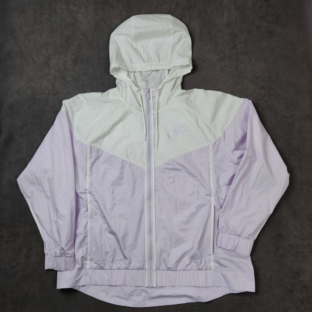 Nike Windrunner Jacket Womens 1X White Lilac Lightweight Full Zip Coat